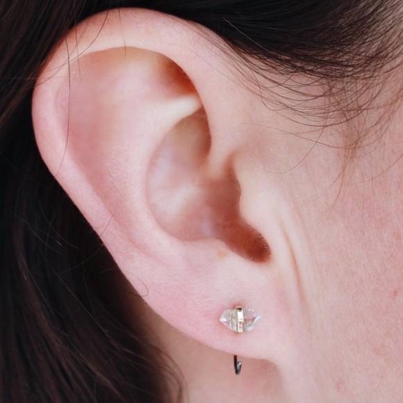 Melissa Joy Manning Gold and Silver Modern Hoop Earrings 14k / Silver - Picture 2 of 4